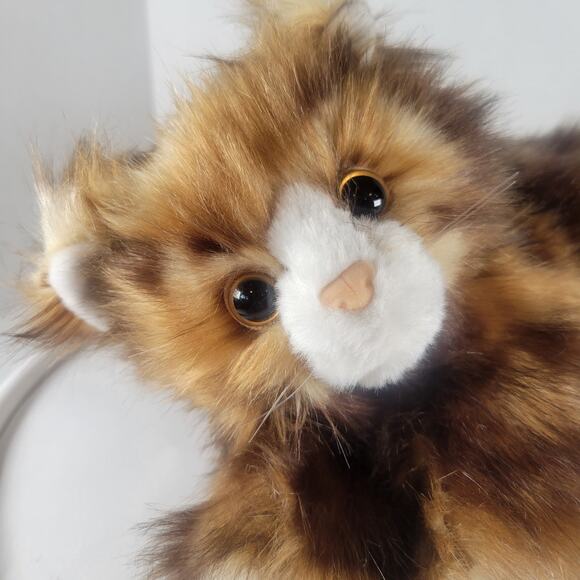 Long Hair Cat Plush Stuffed Animal 13" Laying Brown Realistic Kitty TY Jumbles - Picture 12 of 16